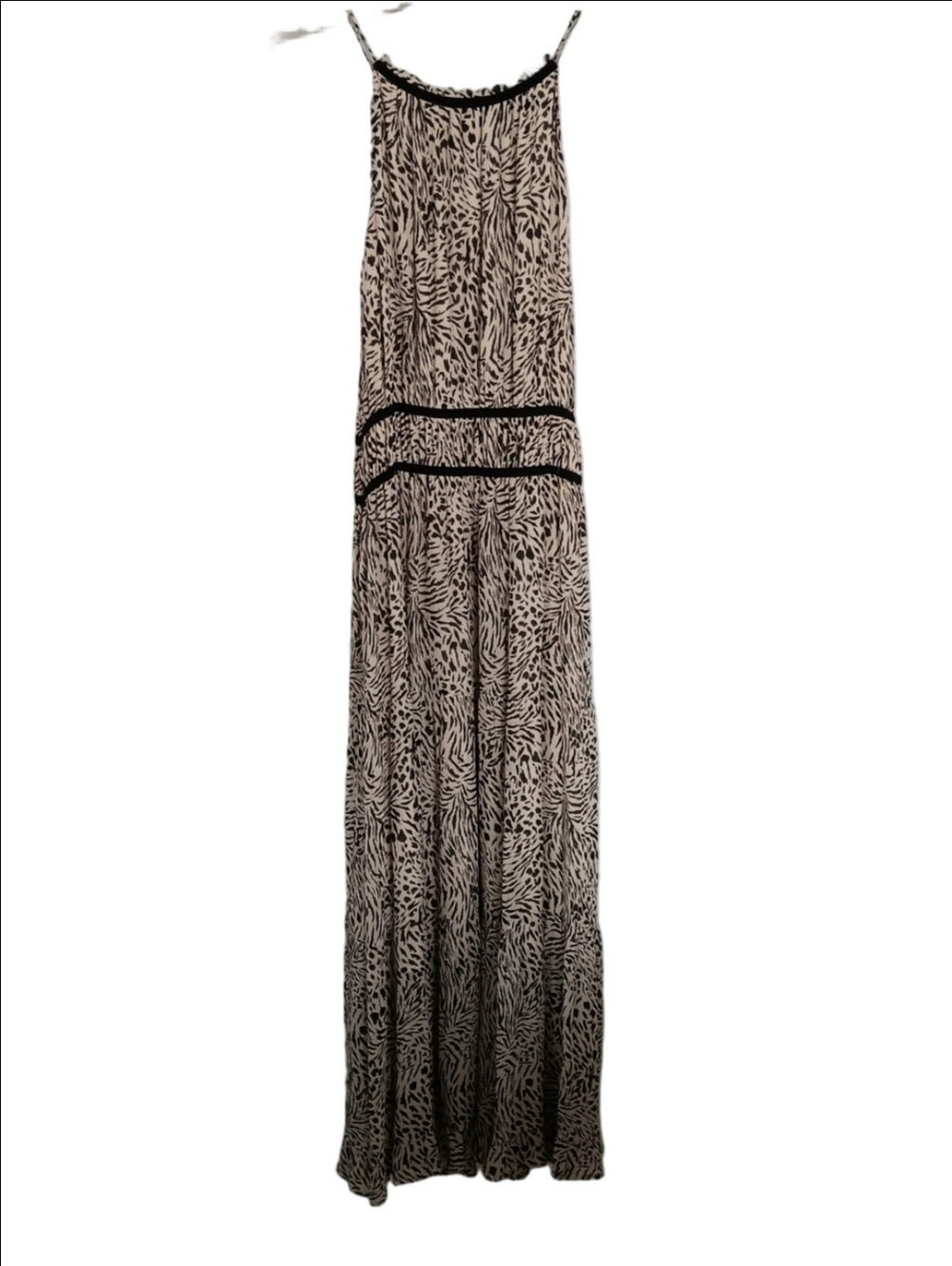 PAIGE Esmerelda 100% Silk Animal-Print Maxi Dress Halter Elastic Waist Flowy Hem - Picture 5 of 12